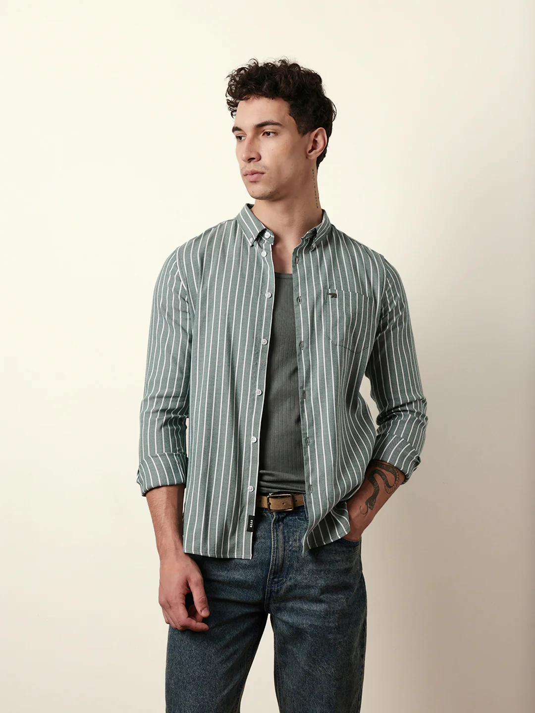 Men Striped Casual Full-Sleeve Shirt - Image 3
