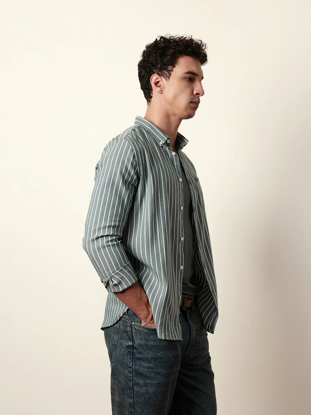 Men Striped Casual Full-Sleeve Shirt - Image 5