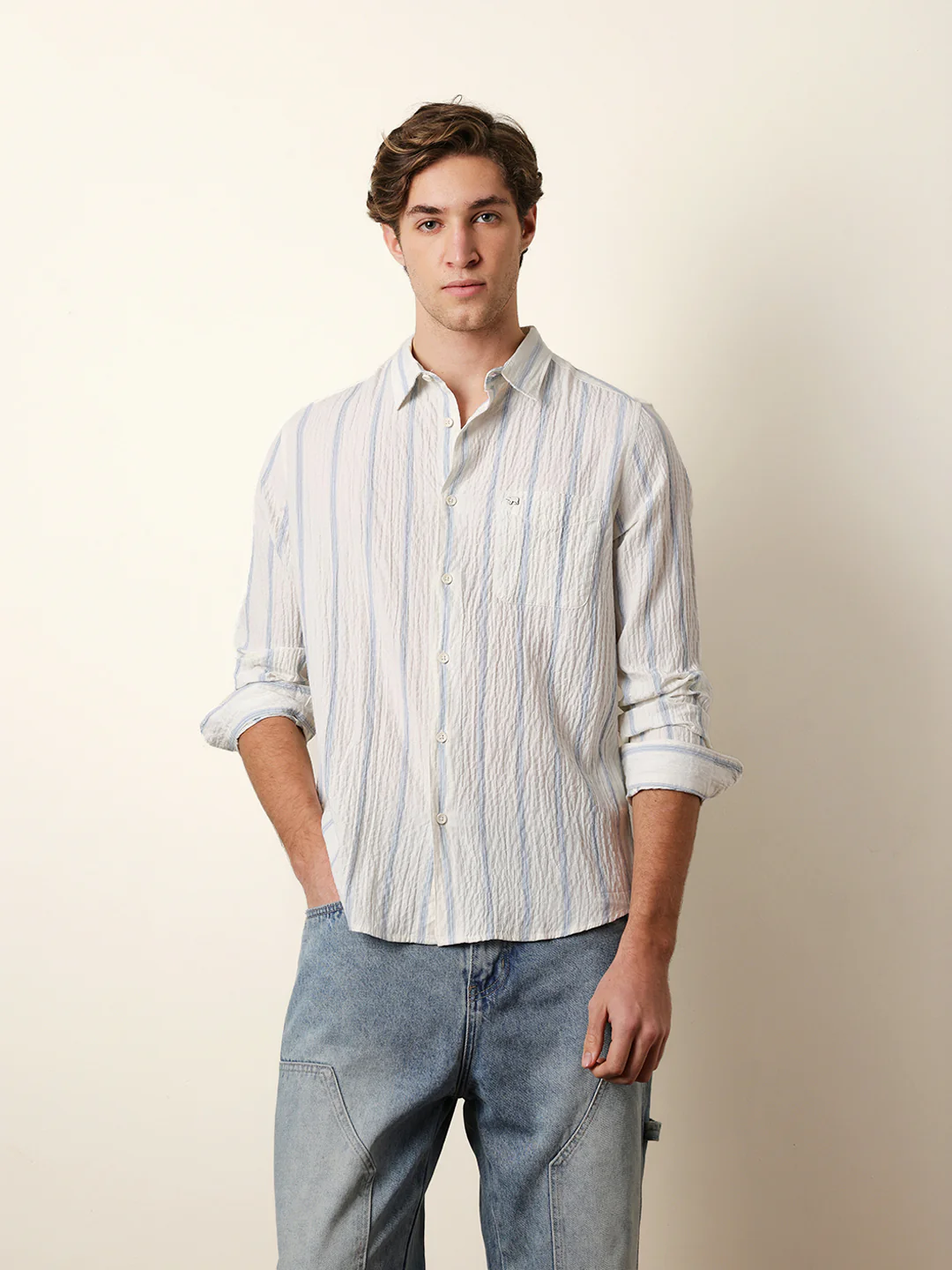 Men Striped Casual Full-Sleeve Shirt - Image 3