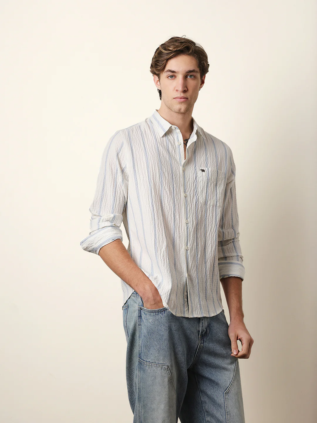 Men Striped Casual Full-Sleeve Shirt - Image 5