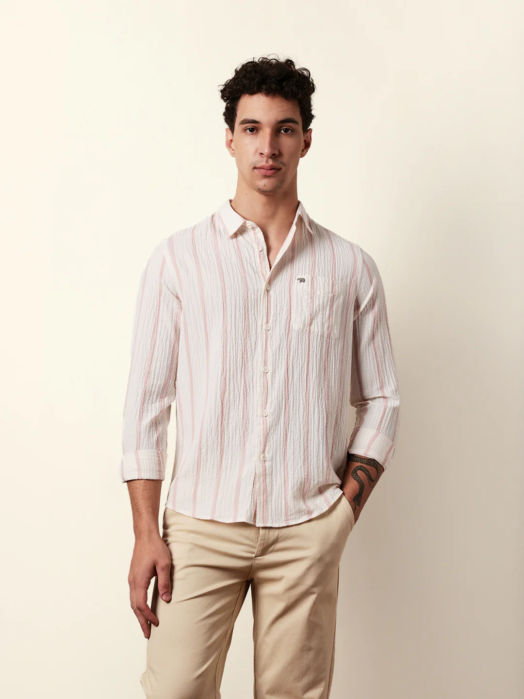 Men Striped Casual Full-Sleeve Shirt - Image 3