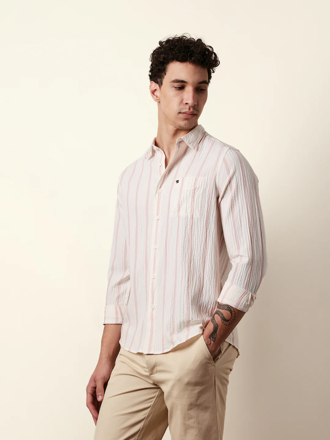 Men Striped Casual Full-Sleeve Shirt - Image 4
