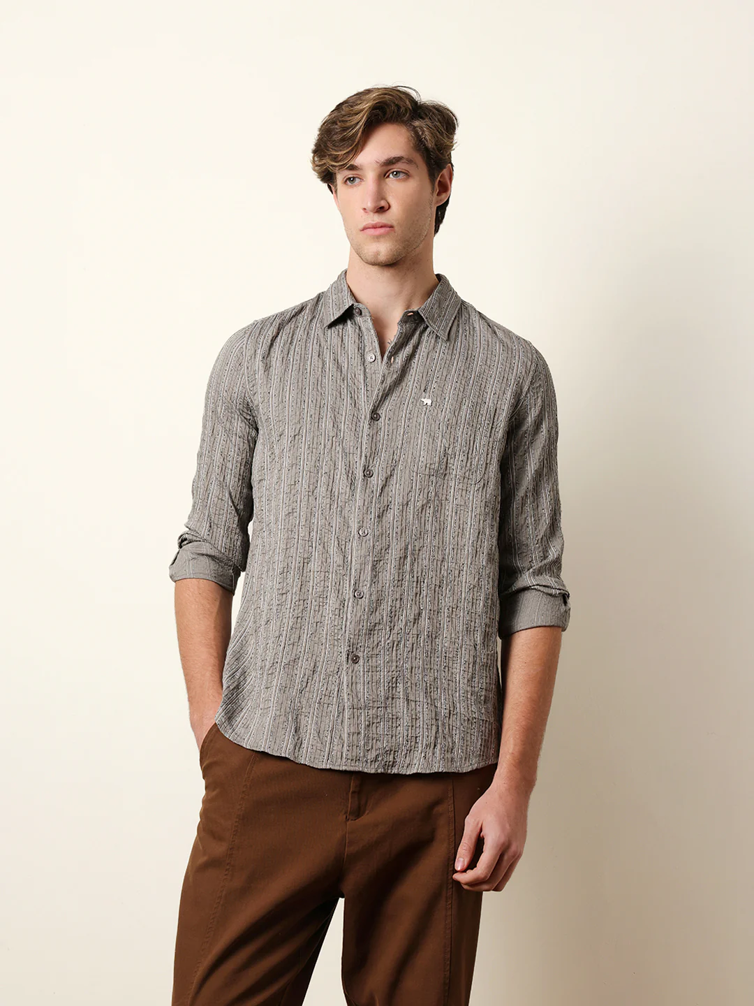 Men Striped Casual Full-Sleeve Shirt - Image 3