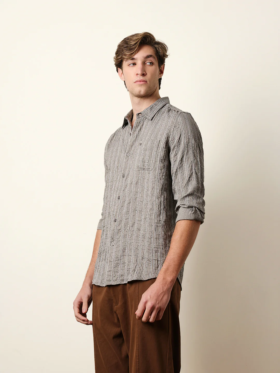 Men Striped Casual Full-Sleeve Shirt - Image 4