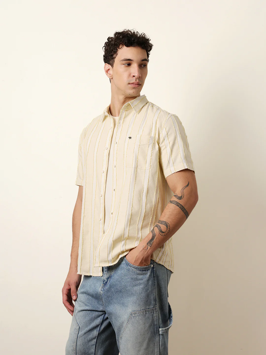Men Striped Casual Half-Sleeve Shirt - Image 4