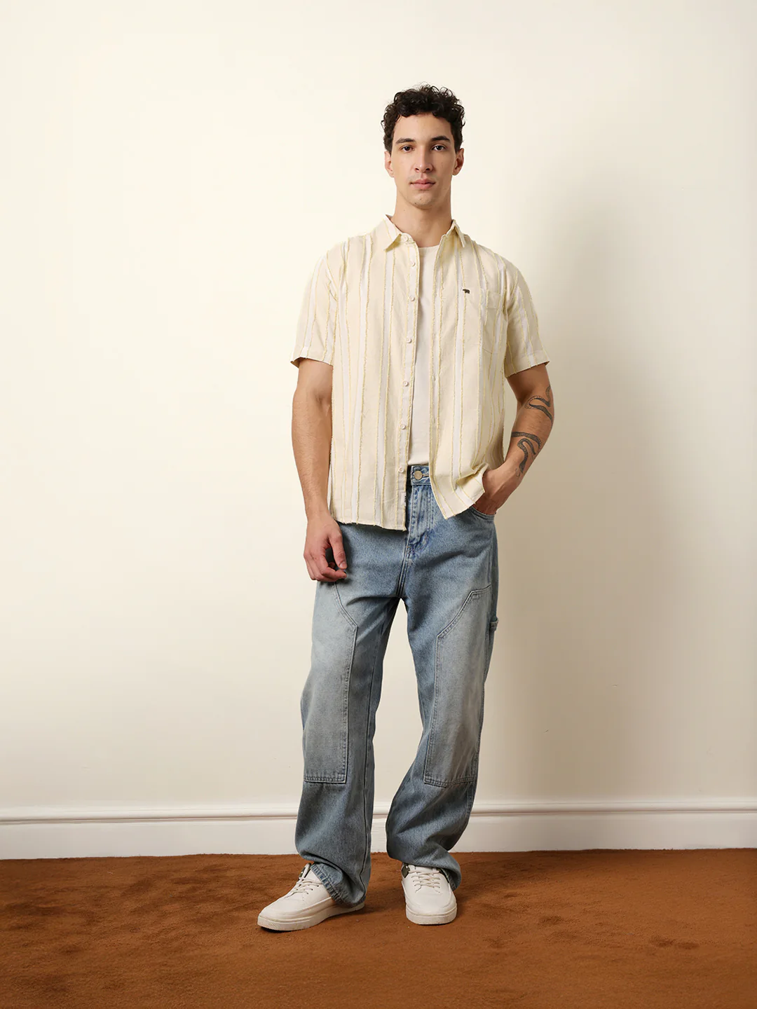 Men Striped Casual Half-Sleeve Shirt - Image 8