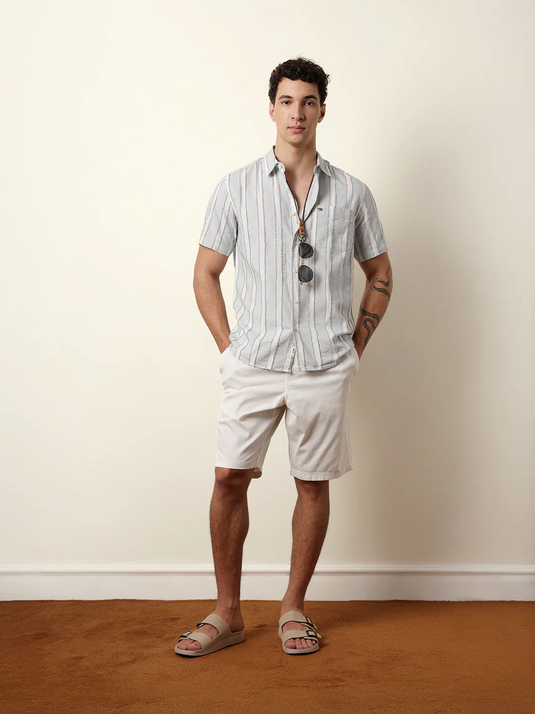 Men Striped Casual Half-Sleeve Shirt - Image 2