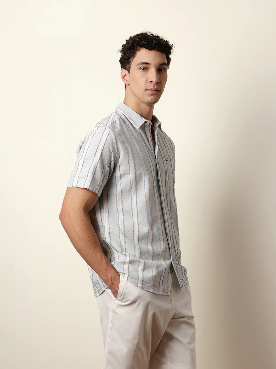 Men Striped Casual Half-Sleeve Shirt - Image 5