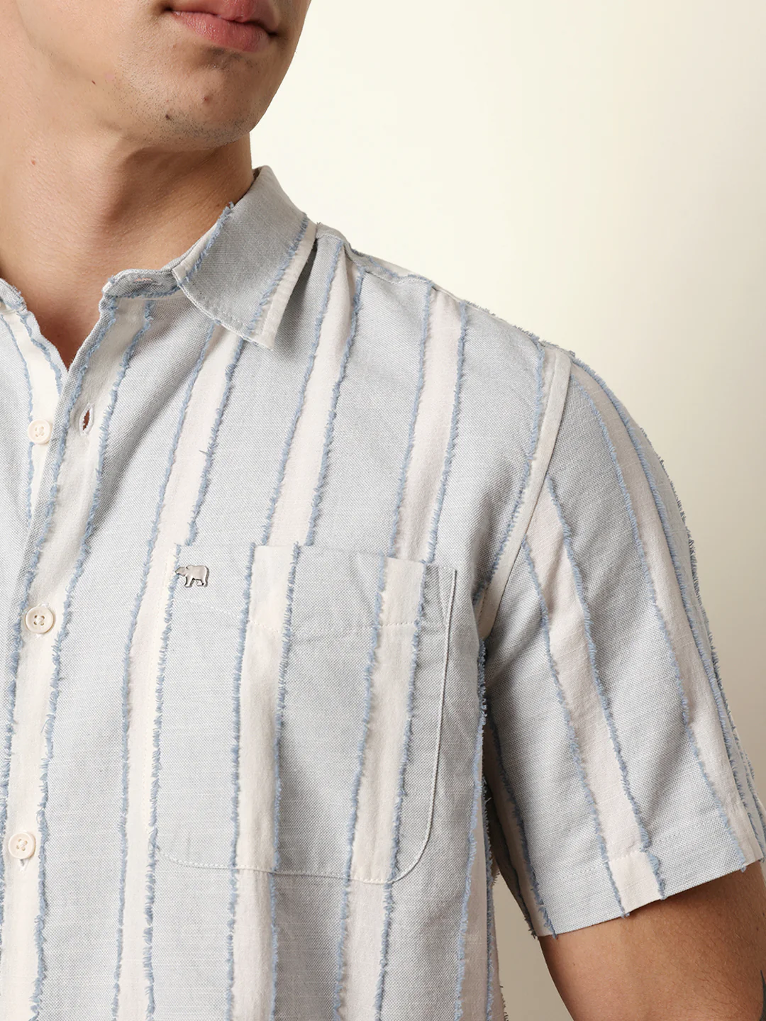 Men Striped Casual Half-Sleeve Shirt - Image 6