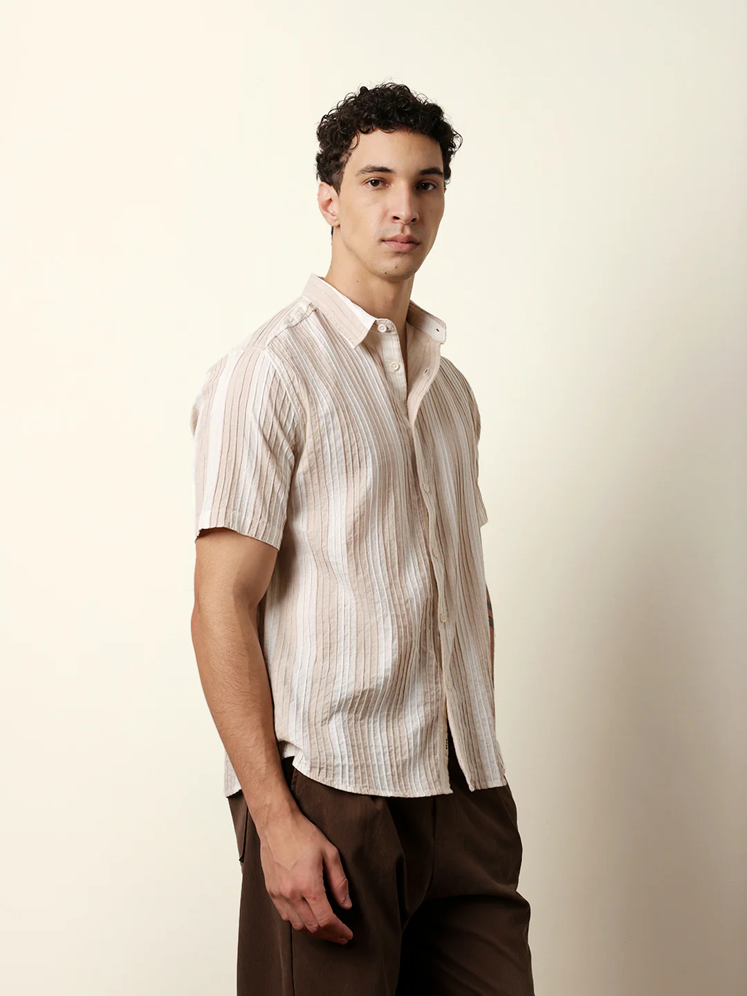 Men Striped Casual Half-Sleeve Shirt - Image 5