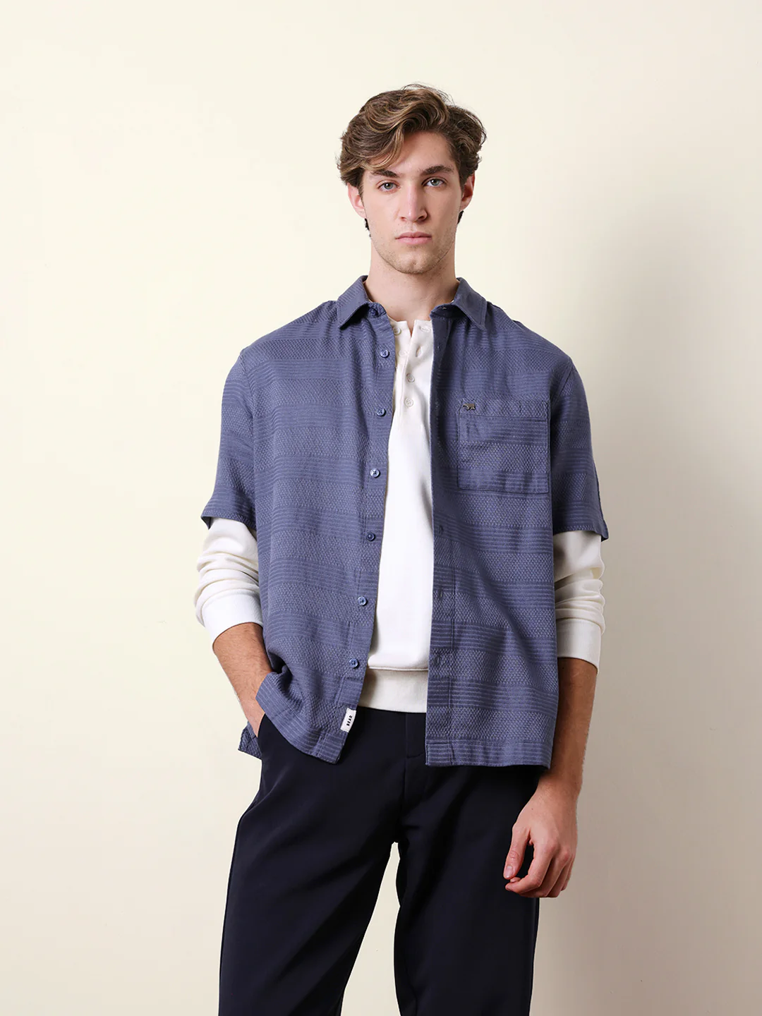 Men Striped Casual Half-Sleeve Shirt - Image 3