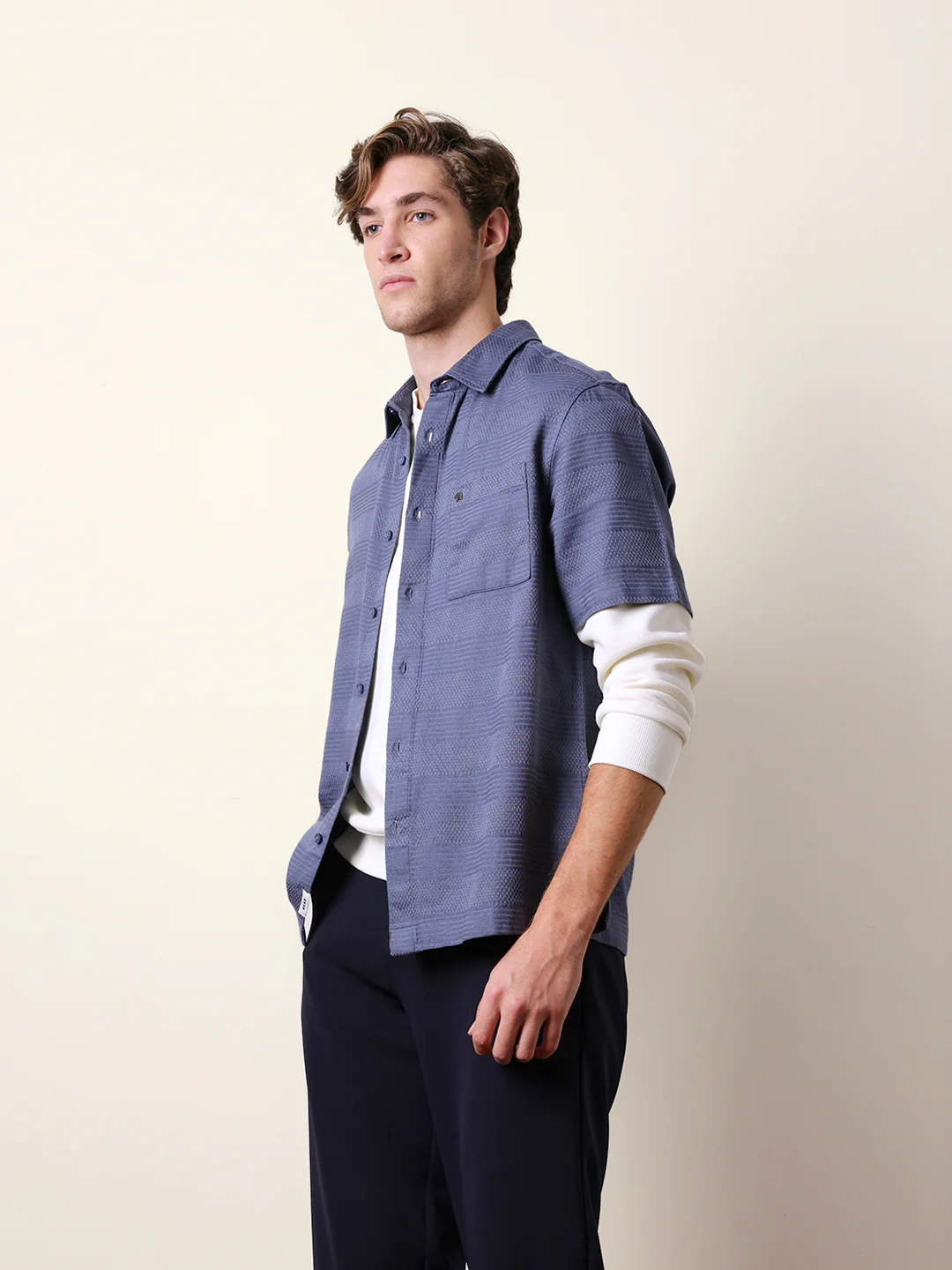 Men Striped Casual Half-Sleeve Shirt - Image 4