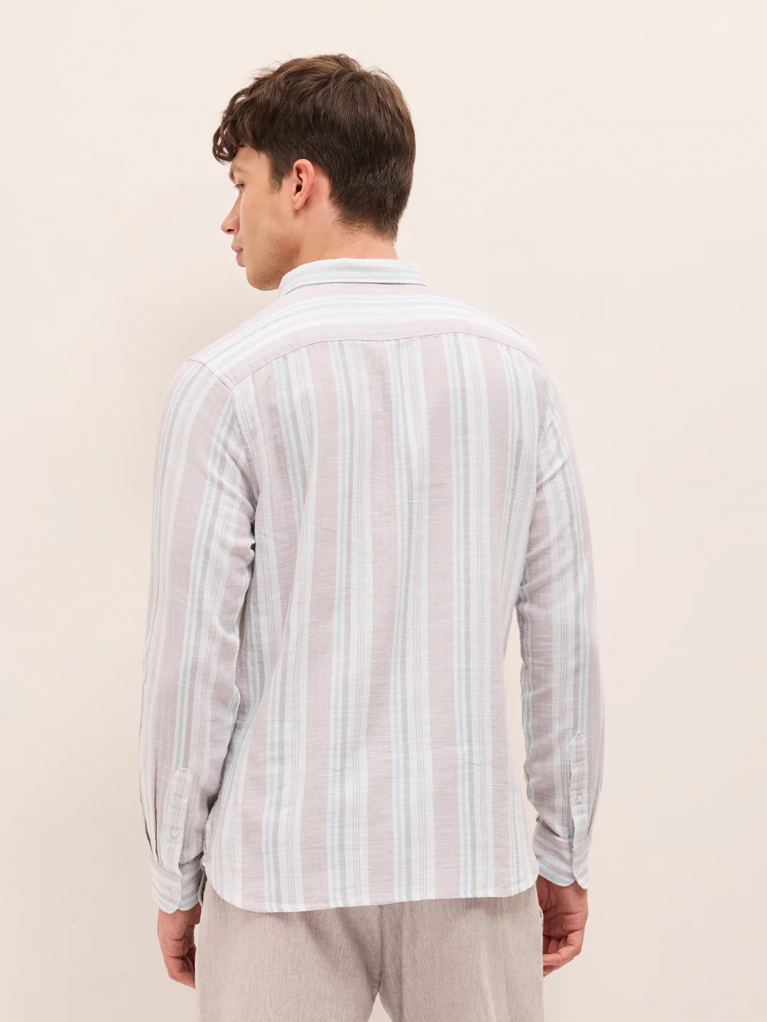 Men Striped Cotton Casual Shirt - Image 2