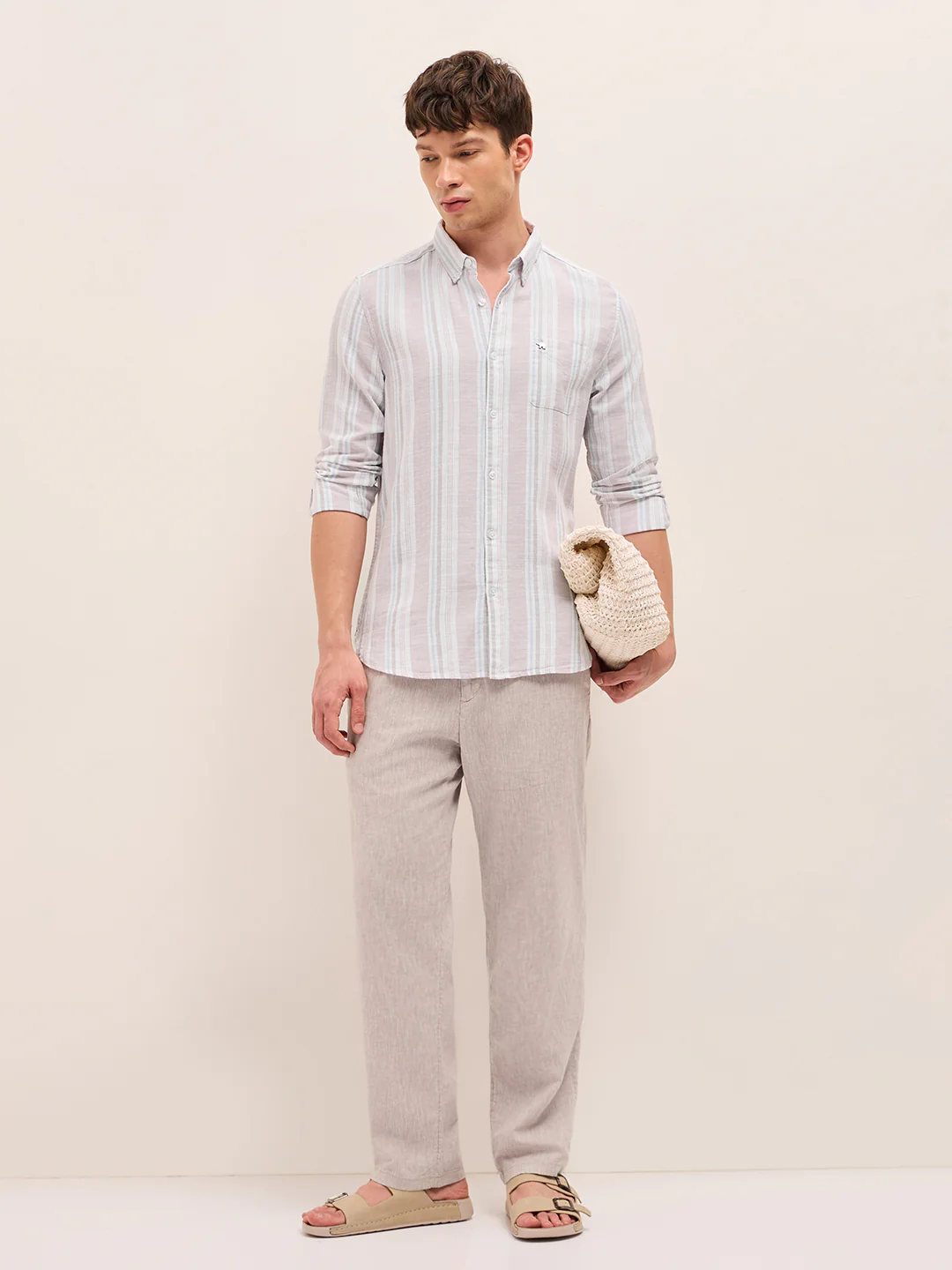 Men Striped Cotton Casual Shirt - Image 4