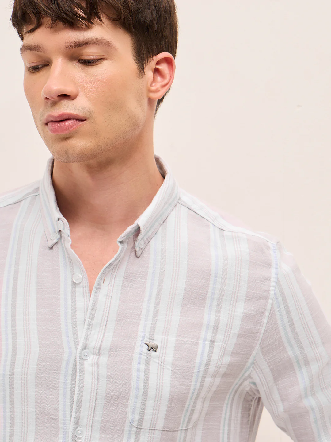 Men Striped Cotton Casual Shirt - Image 5