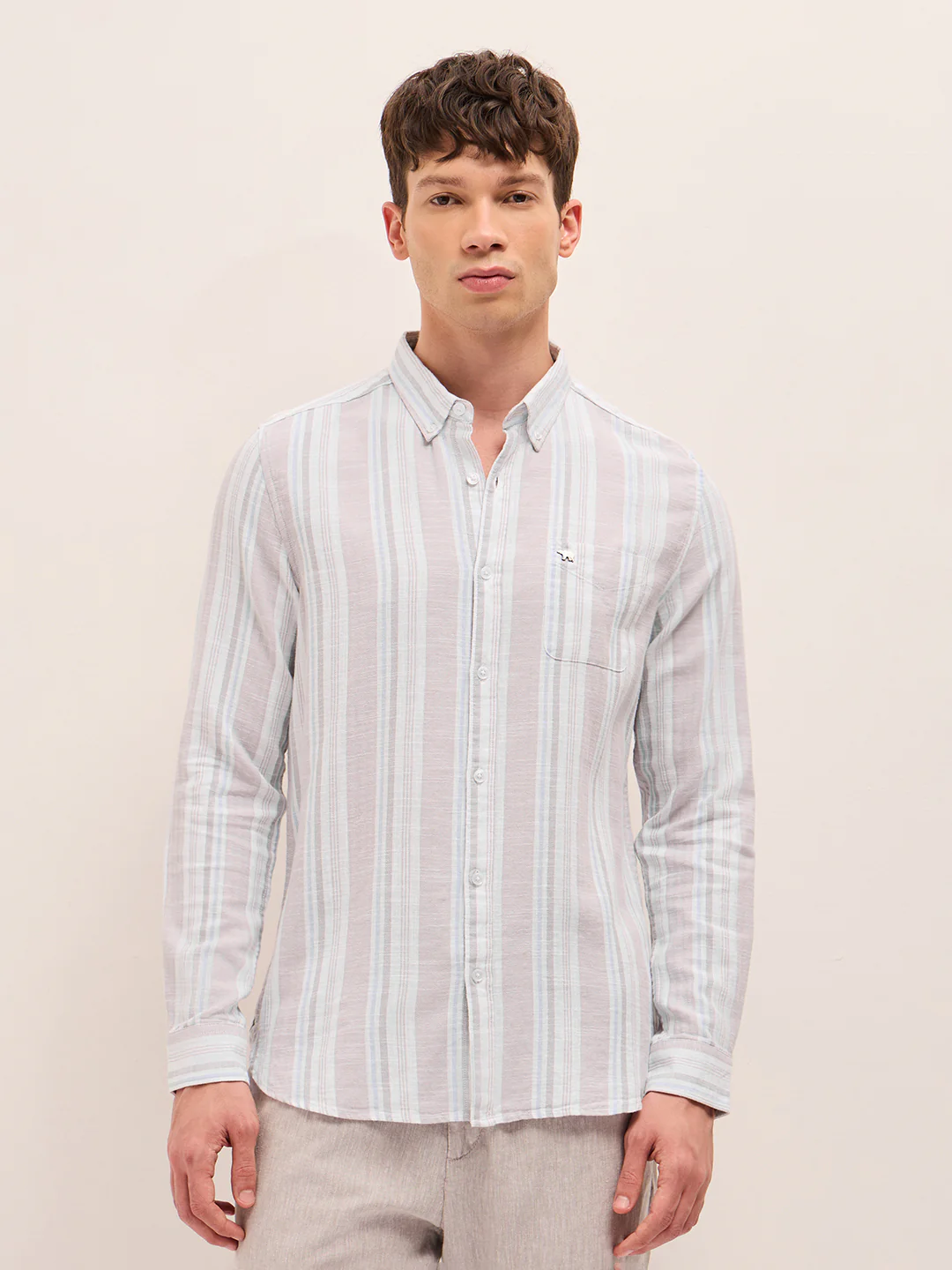 Men Striped Cotton Casual Shirt - Image 6