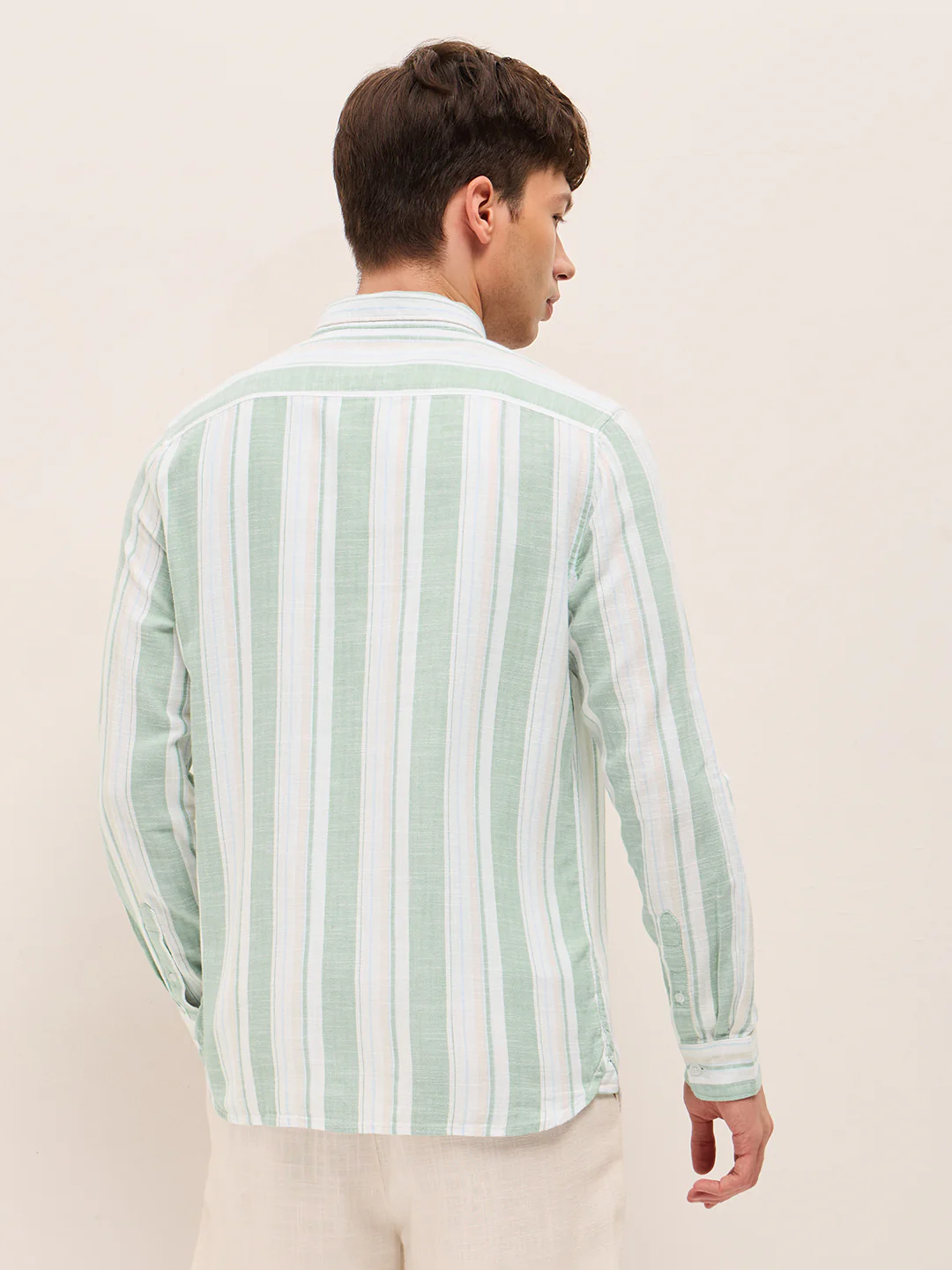 Men Striped Cotton Casual Shirt - Image 2