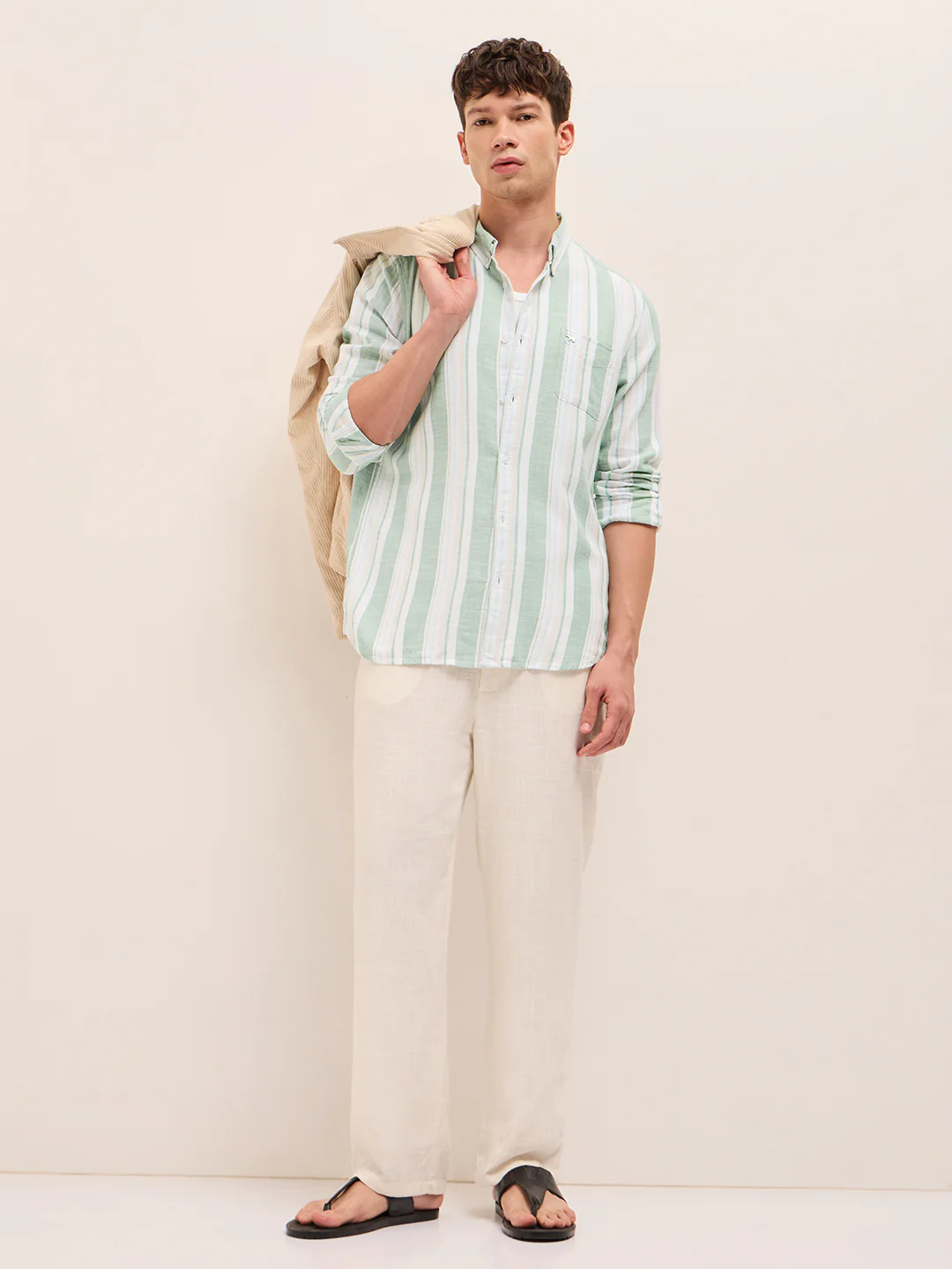 Men Striped Cotton Casual Shirt - Image 4