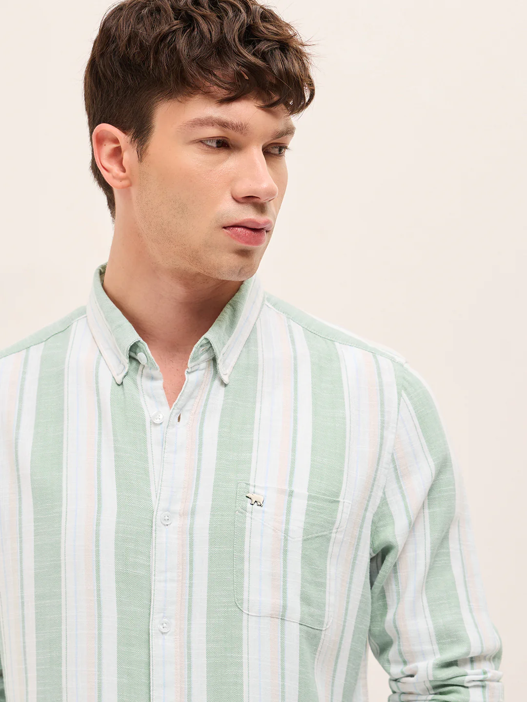 Men Striped Cotton Casual Shirt - Image 5