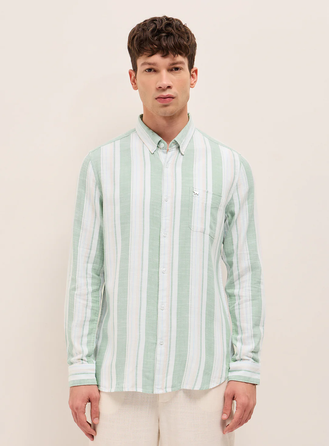 Men Striped Cotton Casual Shirt - Image 6
