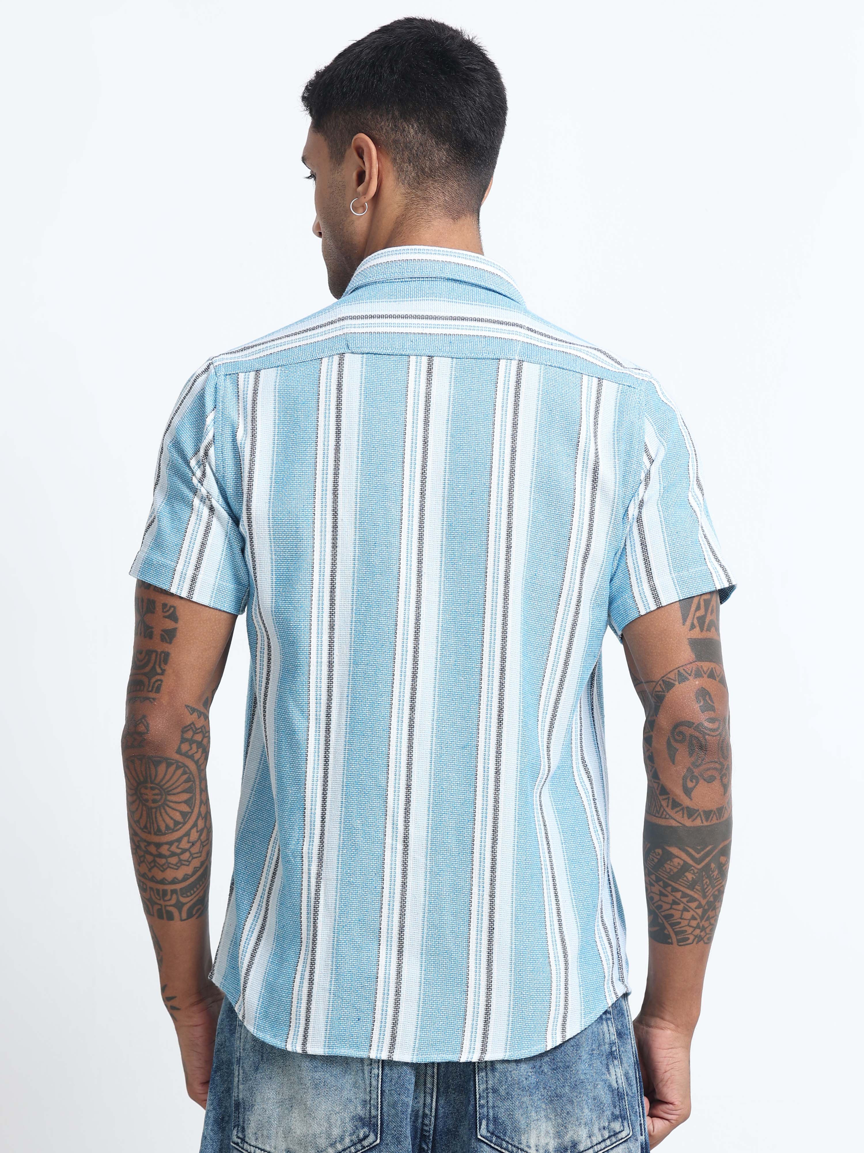 Men Striped Half Sleeve Casual Shirt - Image 2