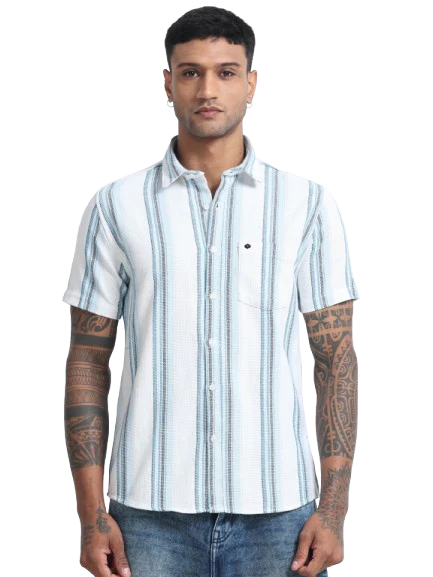 Men Striped Half Sleeve Casual Shirt - Image 2