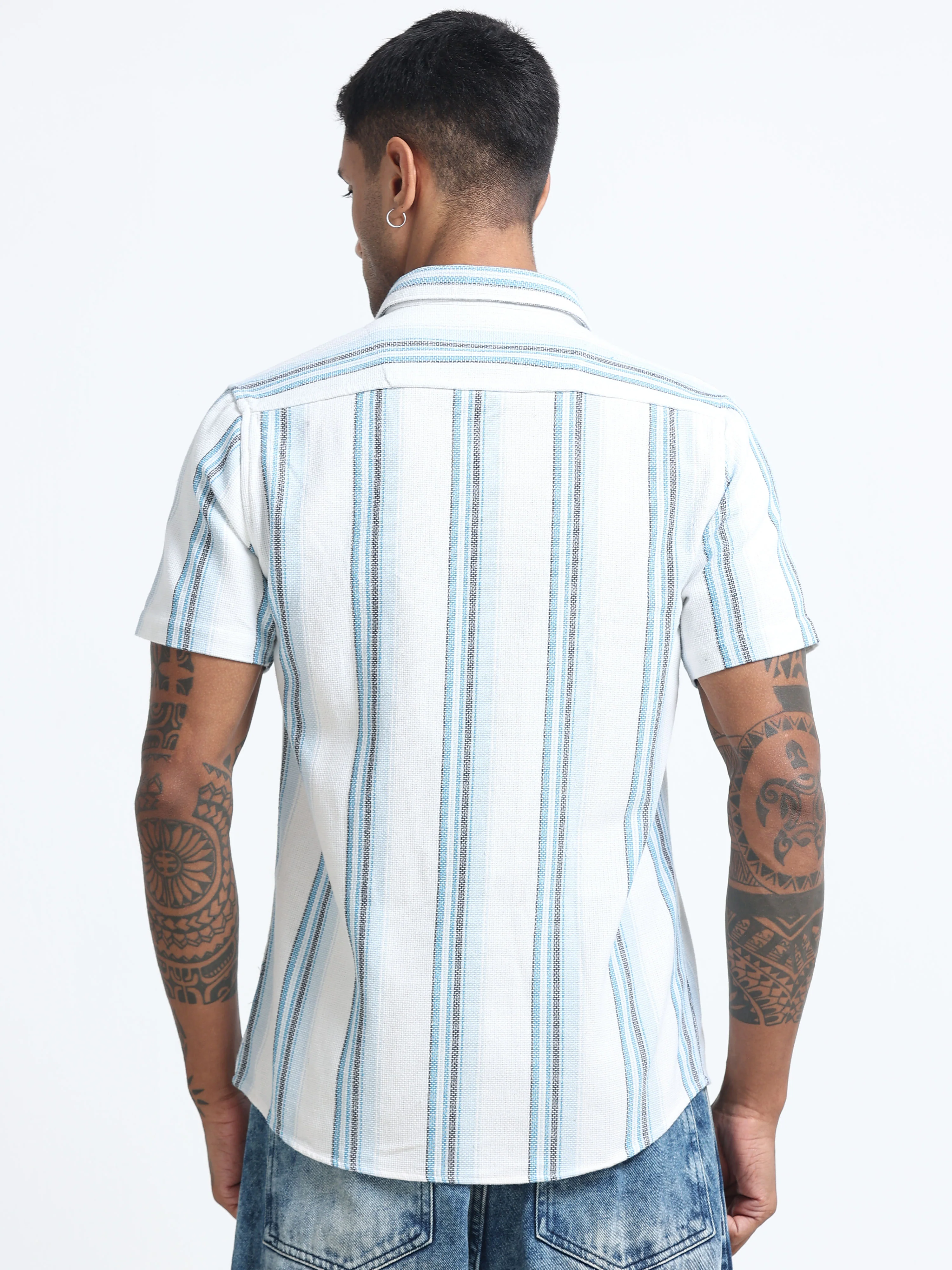 Men Striped Half Sleeve Casual Shirt - Image 3