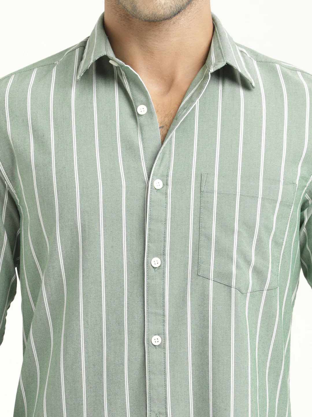 Men Striped Oxford Lycra Shirt - Image 4