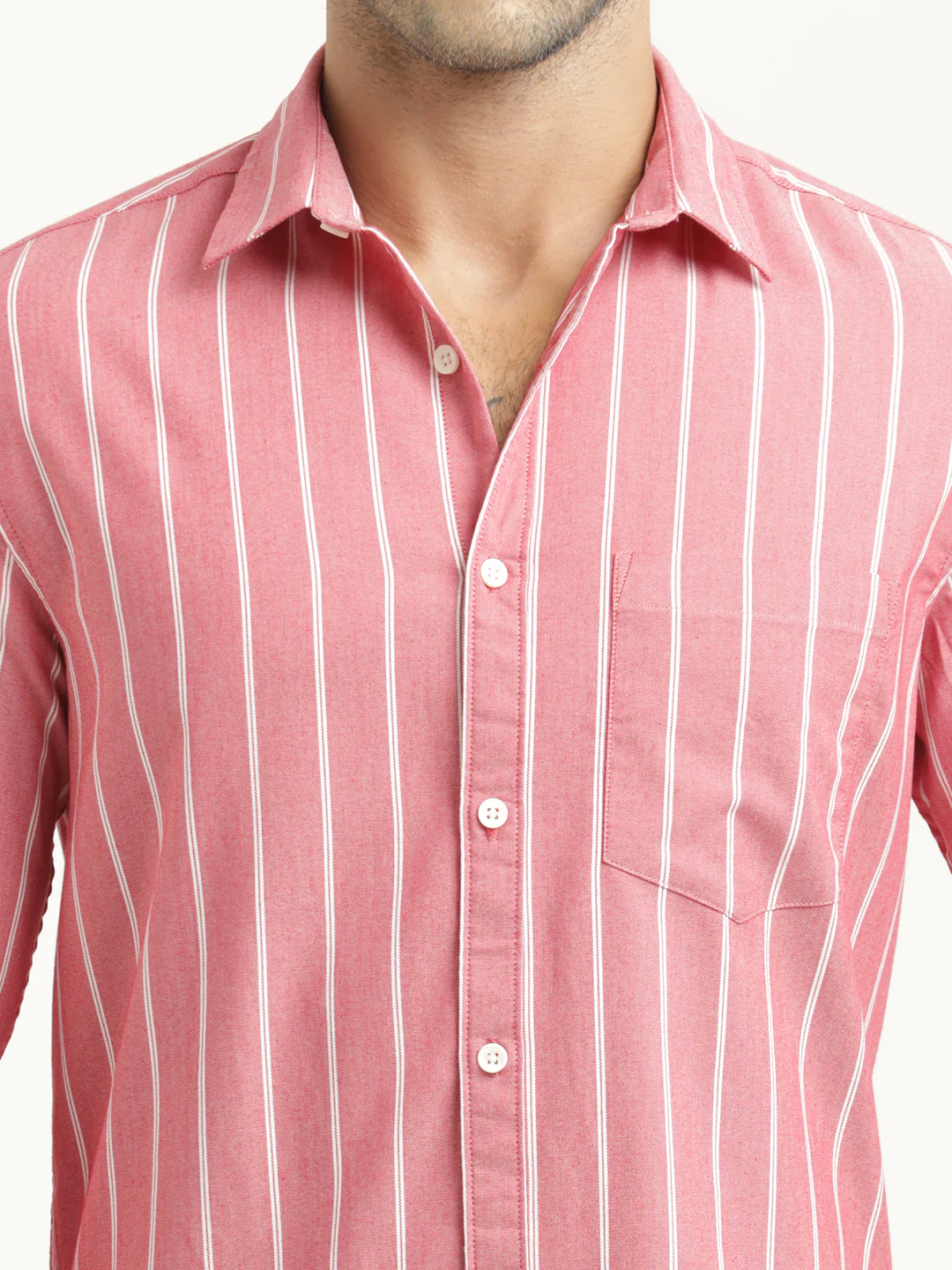 Men Striped Oxford Lycra Shirt - Image 3
