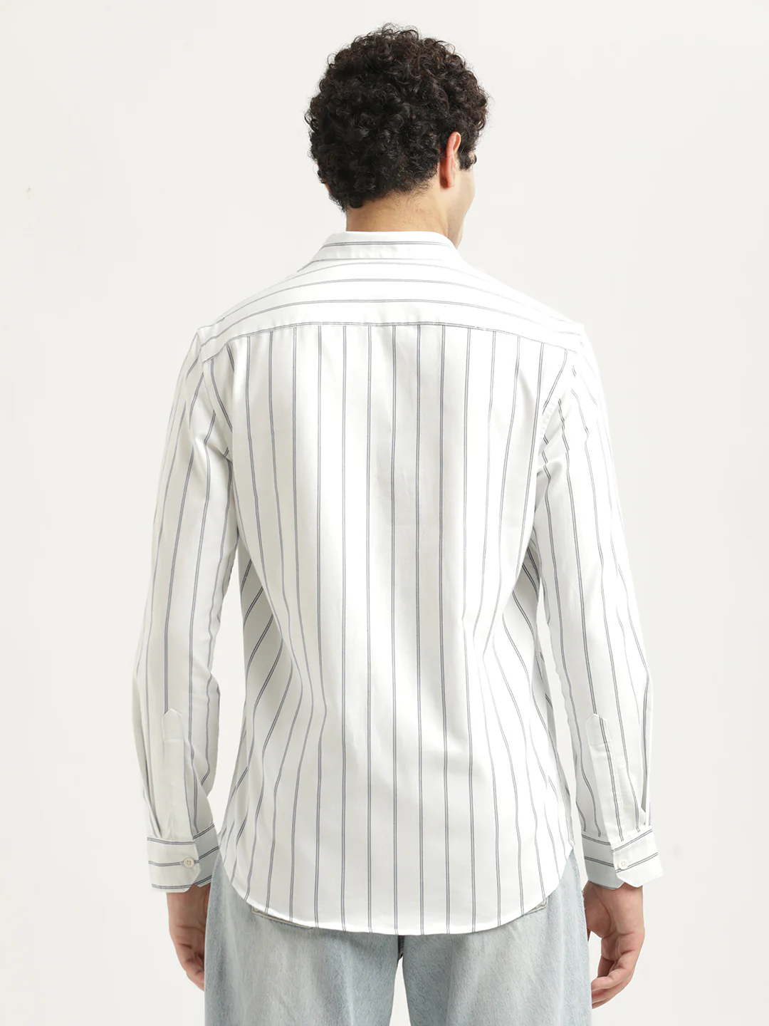 Men Striped Oxford Lycra Shirt - Image 4