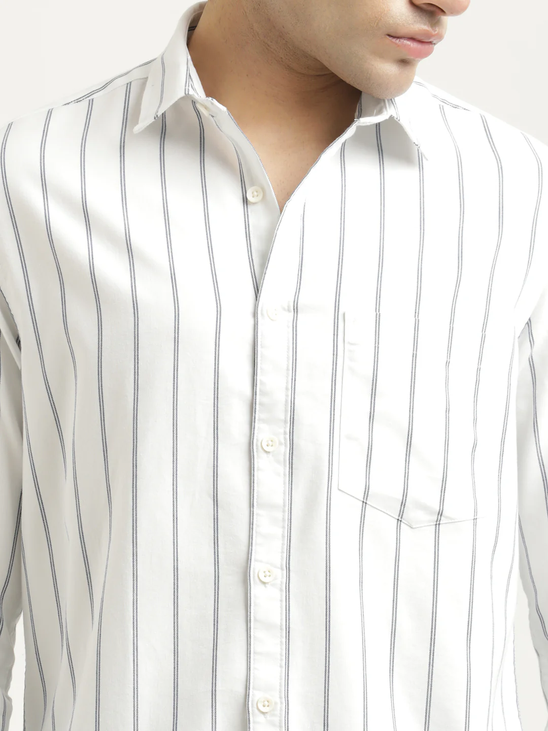 Men Striped Oxford Lycra Shirt - Image 5