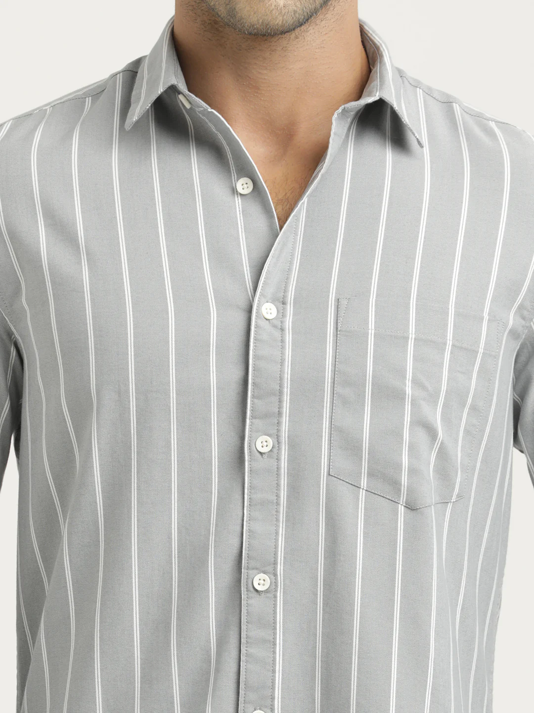 Men Striped Oxford Lycra Shirt - Image 5