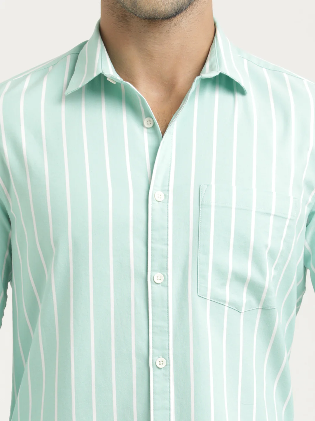 Men Striped Oxford Lycra Shirt - Image 5