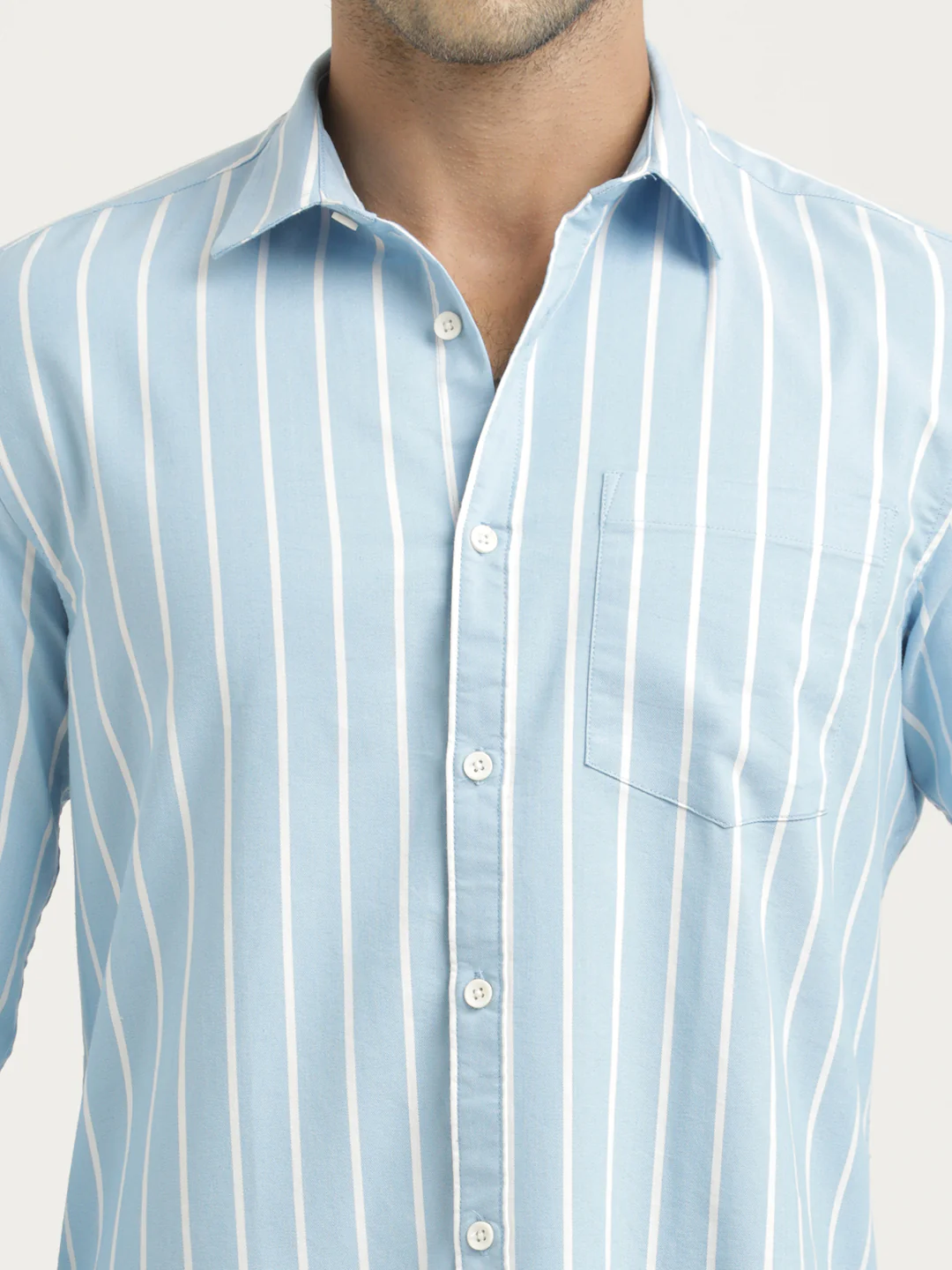 Men Striped Oxford Lycra Shirt - Image 5