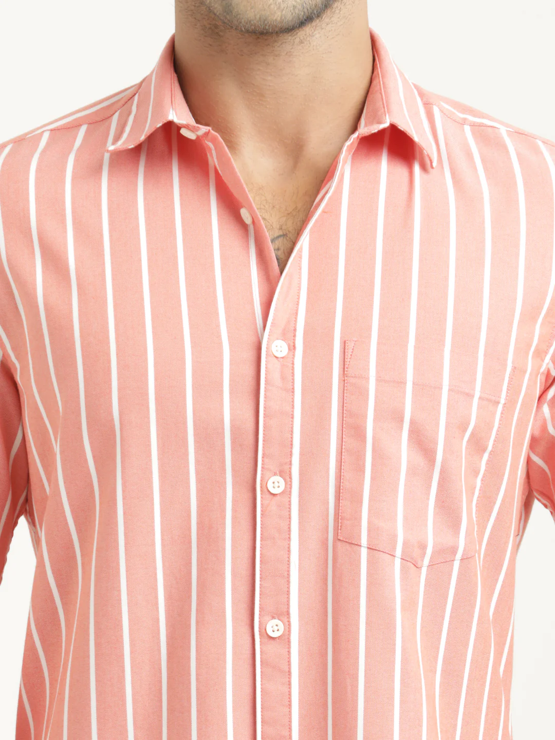 Men Striped Oxford Lycra Shirt - Image 5