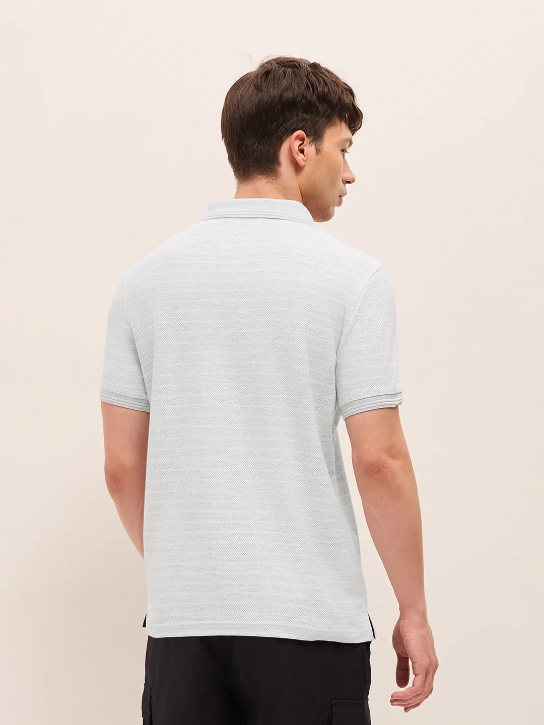 Men Striped Polo Collar Pure Cotton T-Shirt - Image 2