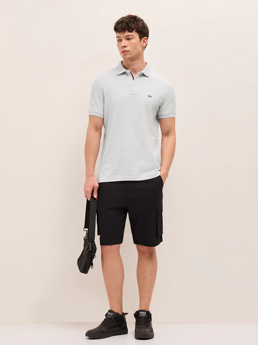 Men Striped Polo Collar Pure Cotton T-Shirt - Image 4
