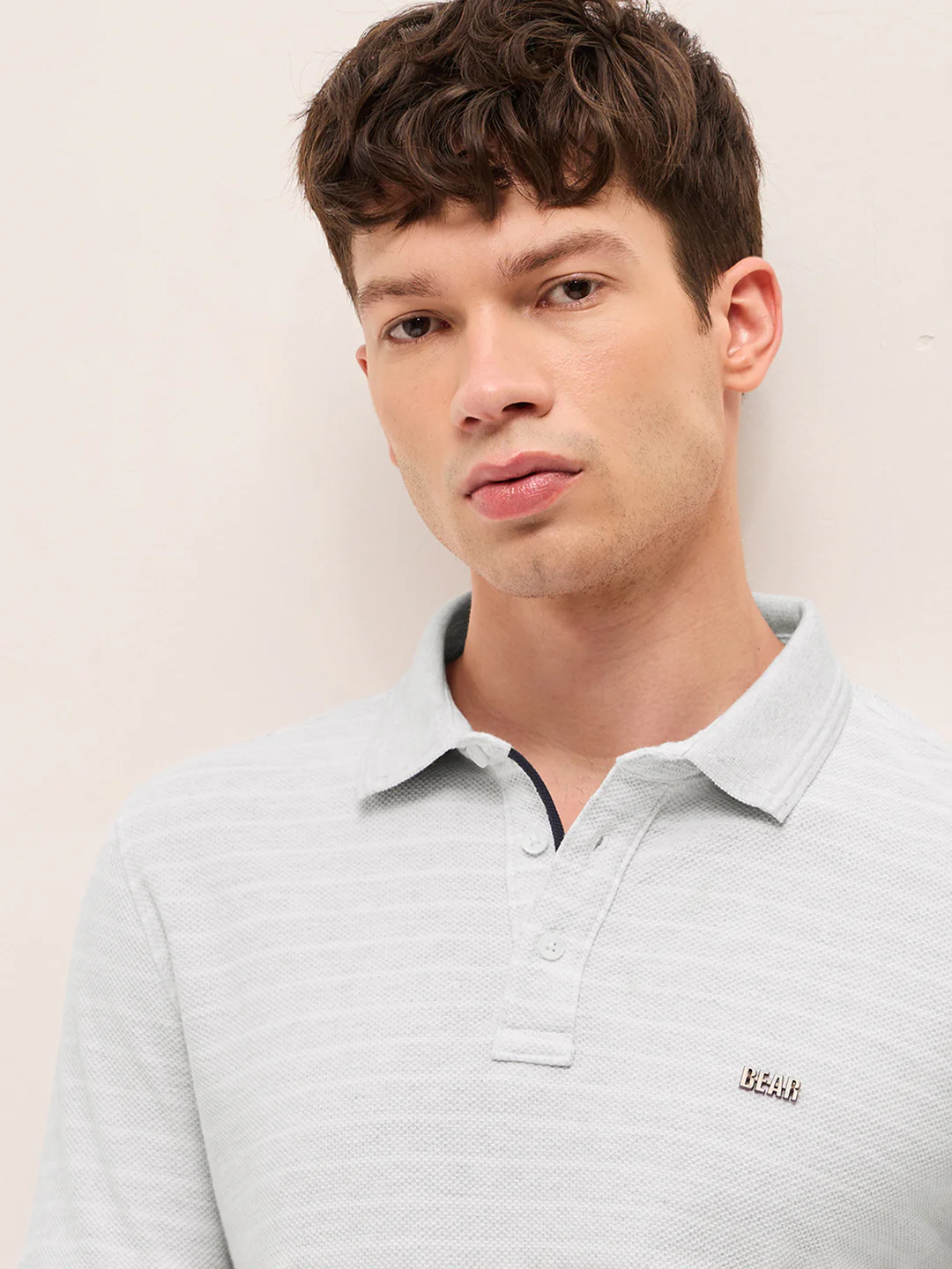 Men Striped Polo Collar Pure Cotton T-Shirt - Image 5