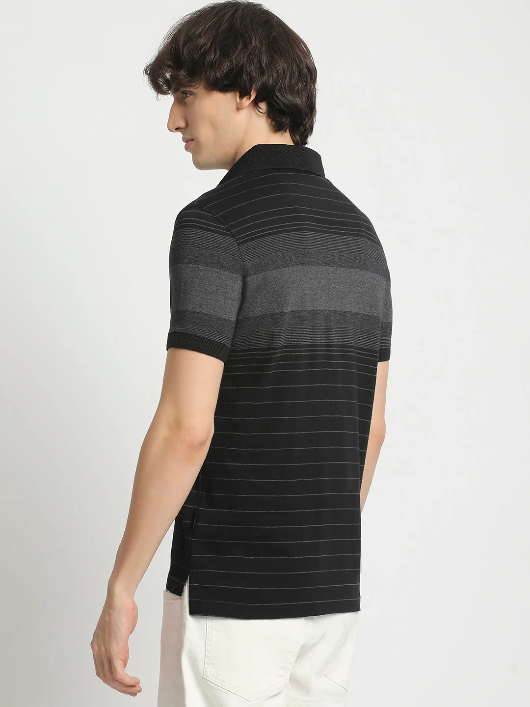 Men  Striped Slim Fit Polo T-Shirt - Image 4