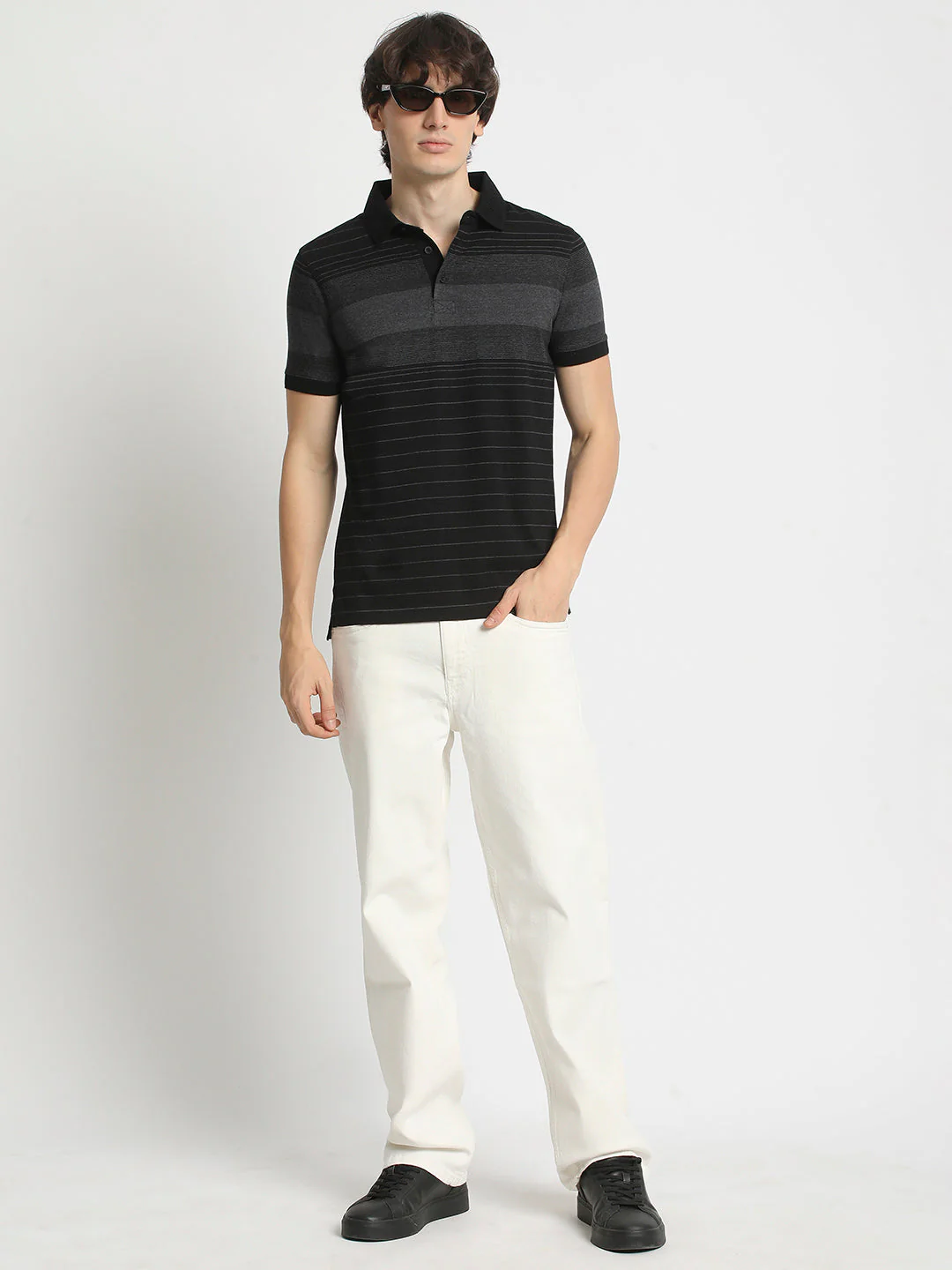 Men  Striped Slim Fit Polo T-Shirt - Image 5