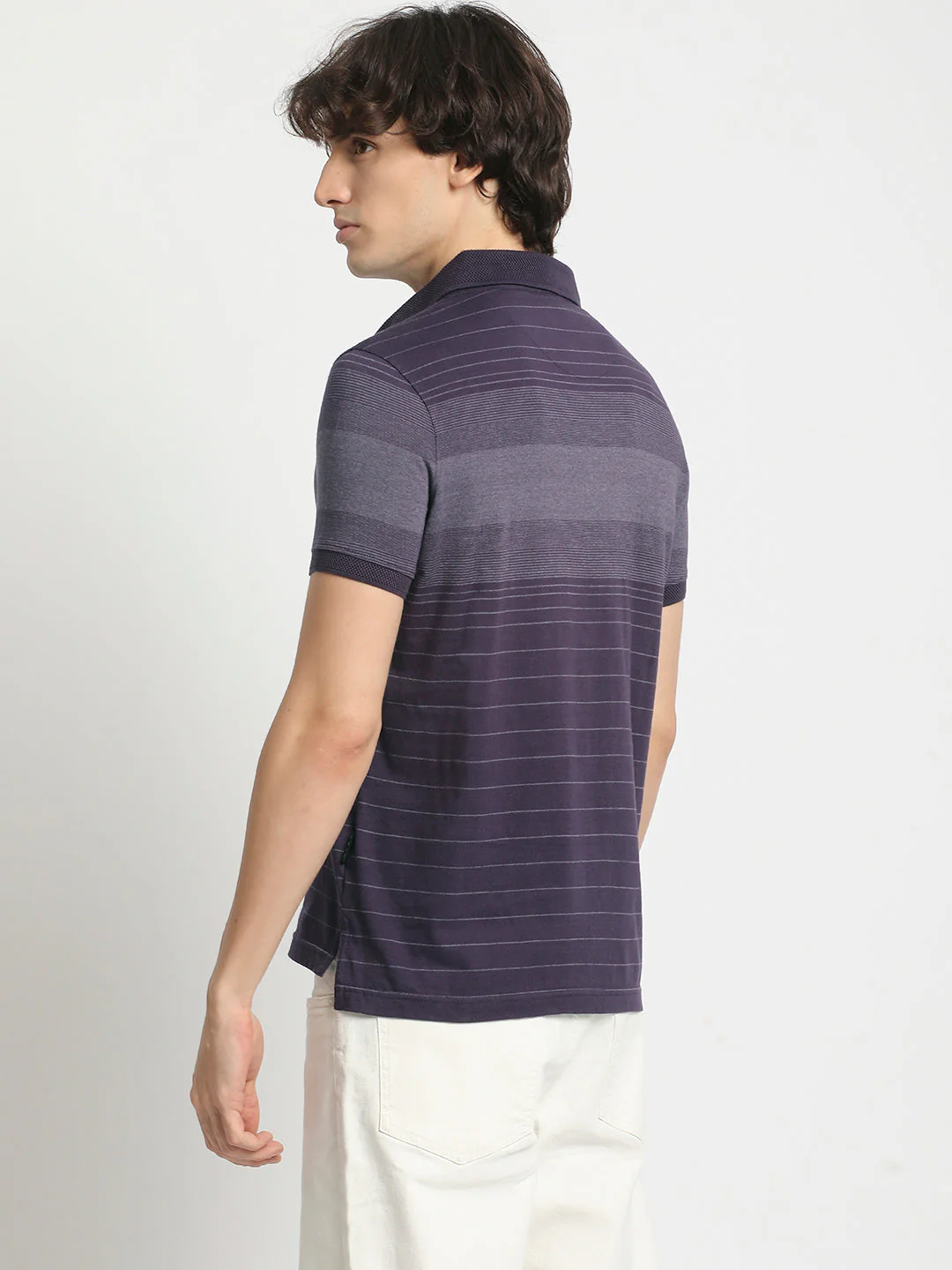Men  Striped Slim Fit Polo T-Shirt - Image 4
