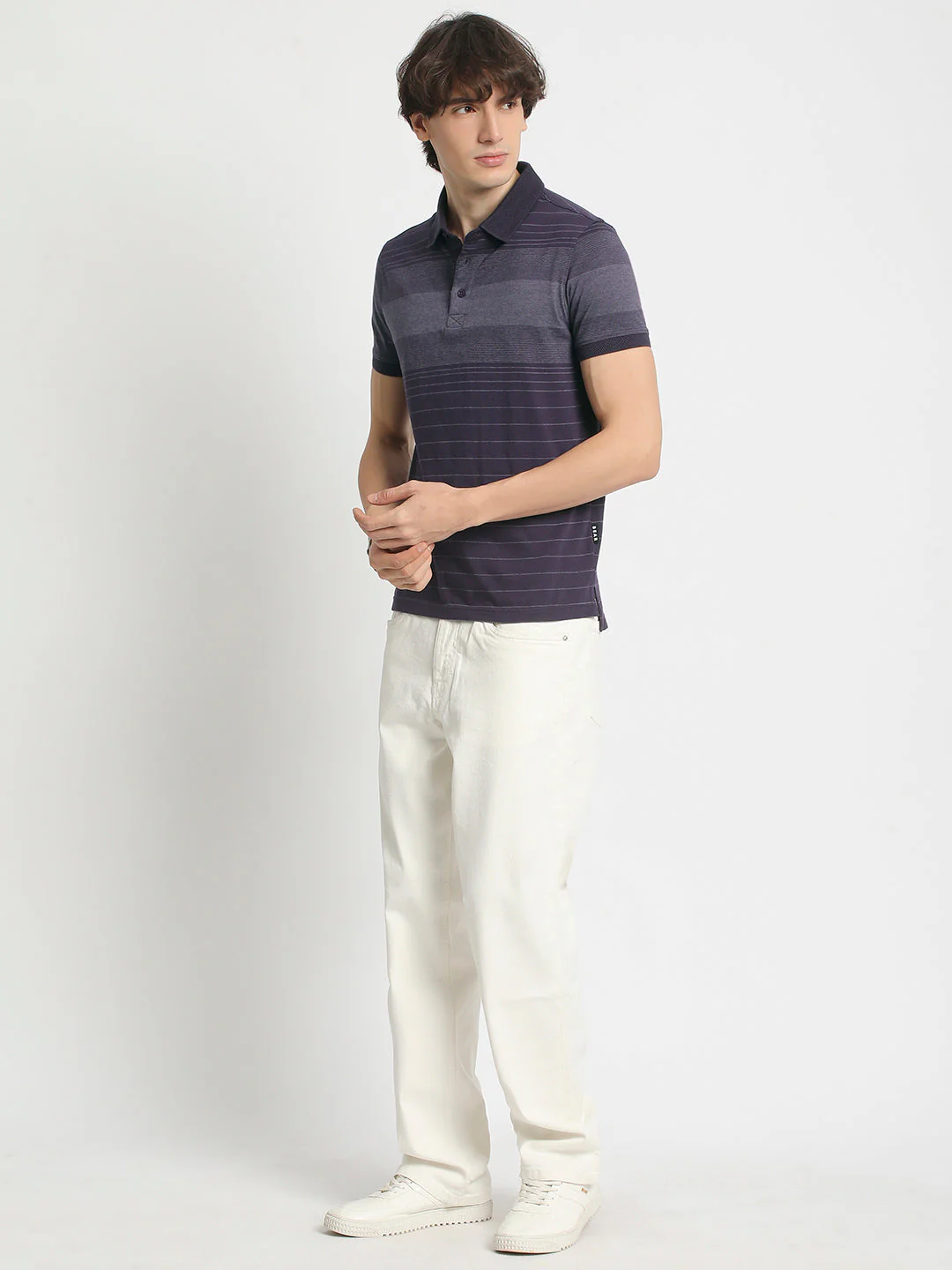 Men  Striped Slim Fit Polo T-Shirt - Image 5