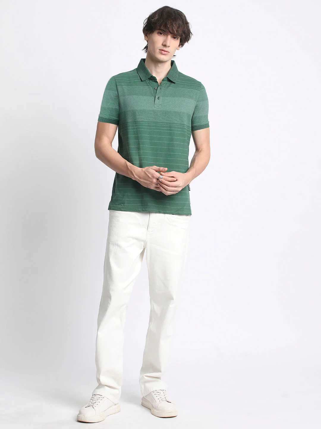 Men  Striped Slim Fit Polo T-Shirt - Image 5