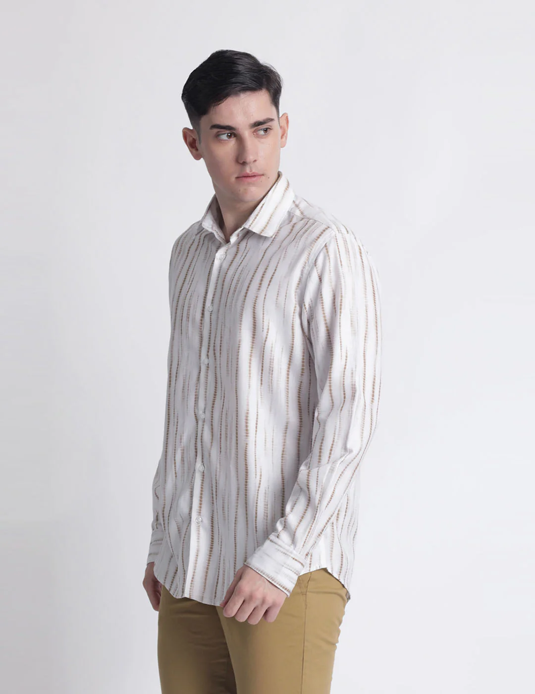 Men Stripes Design Full Sleeve Printed Casual Shirt - Image 2