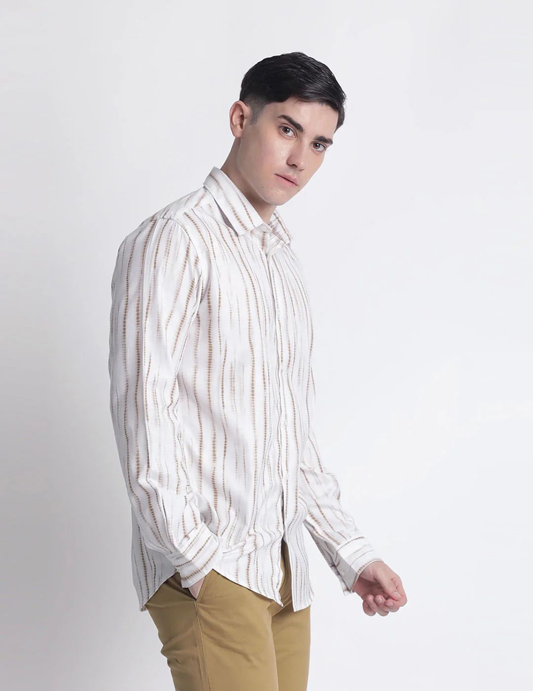Men Stripes Design Full Sleeve Printed Casual Shirt - Image 3