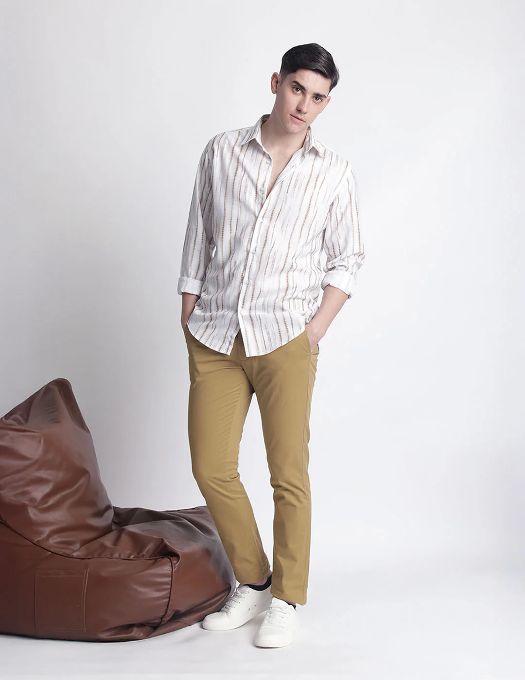 Men Stripes Design Full Sleeve Printed Casual Shirt - Image 6
