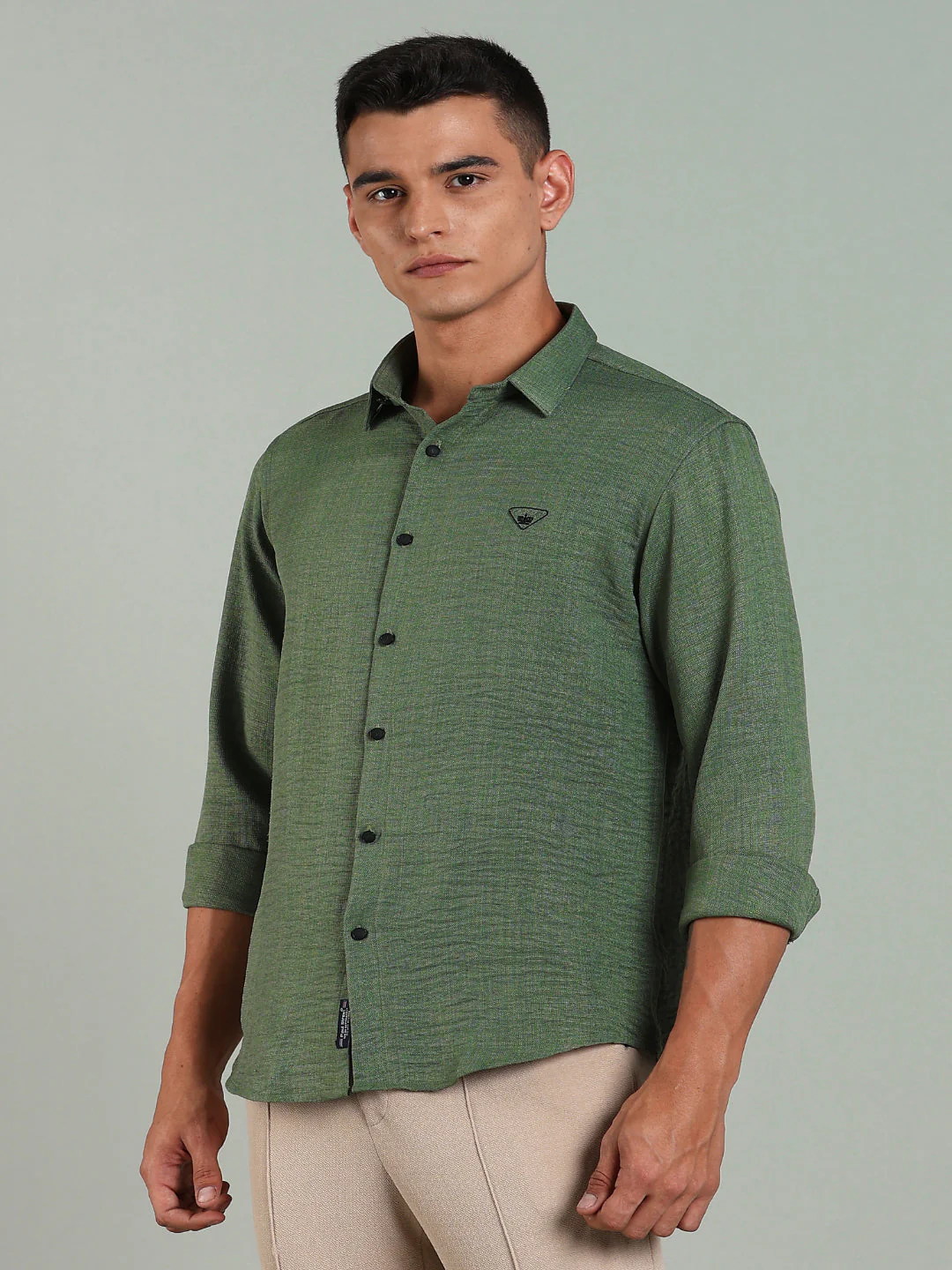 Men Striv Green Solid Shirt - Image 3