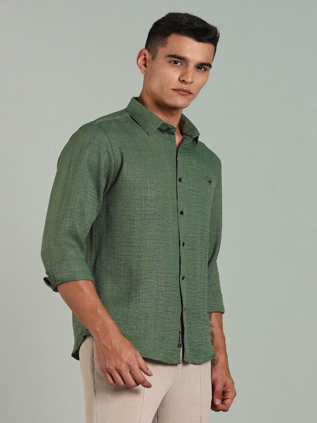 Men Striv Green Solid Shirt - Image 4