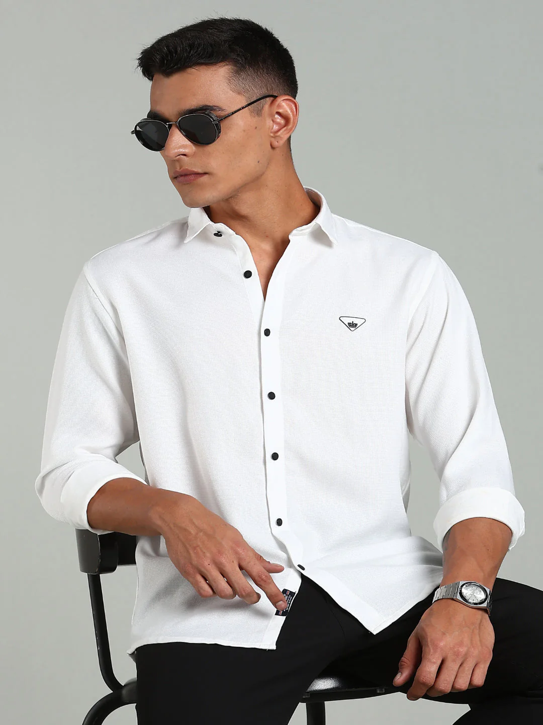Men Striv White Solid Shirt