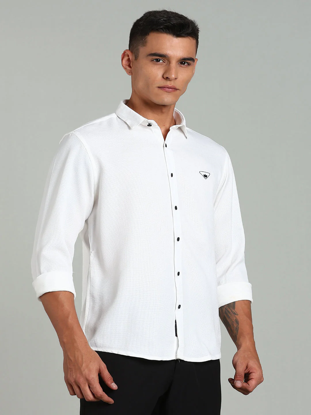 Men Striv White Solid Shirt - Image 3
